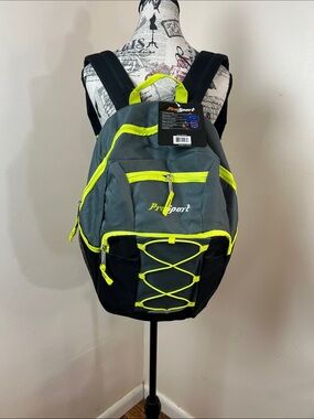 ProSport B2497 Gray & Neon Yellow Backpack School Travel Daypack NWT